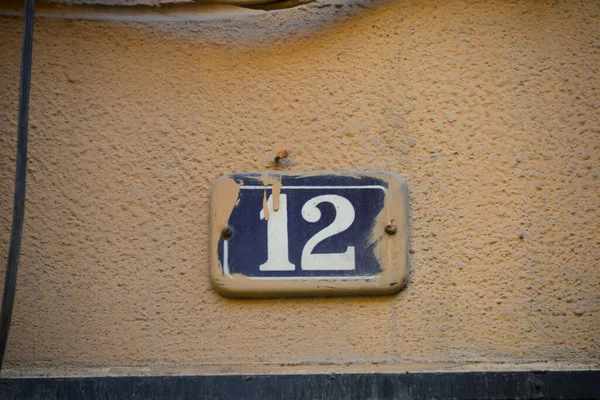 House Facades Street Signs Enamel Tiles Španělsko House Number — Stock fotografie