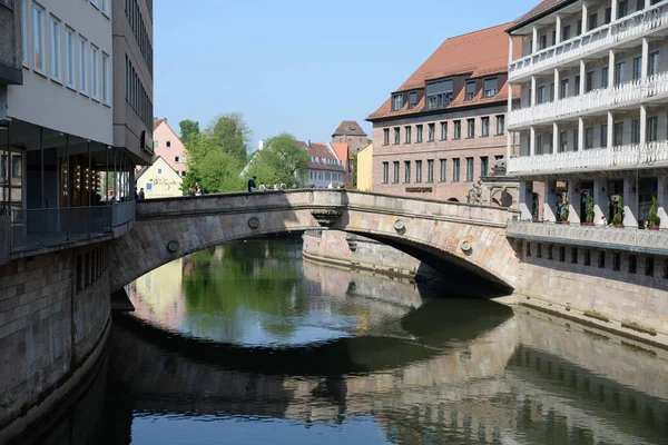 Bridge Bridge Pegnitz River Bach Nuremberg Architecture Franken Bayern Old — Fotografia de Stock