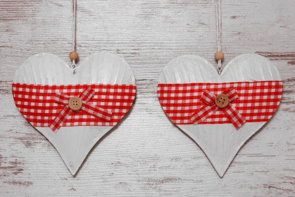 Caja Regalo Forma Corazón Sobre Fondo Madera — Foto de Stock