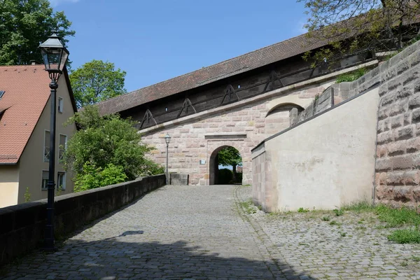 Burg Mauer Burgmauer Nürnberg Franken Bayern Deutschland Architektur Altstadt — Stockfoto