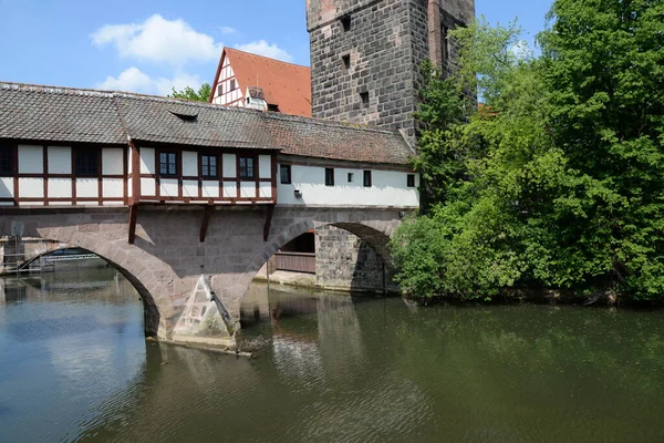 Henkersteg Steg Wasserturm Tower Watchtower Bridge Pegnitz River Bach Nürnberg — Stock Fotó