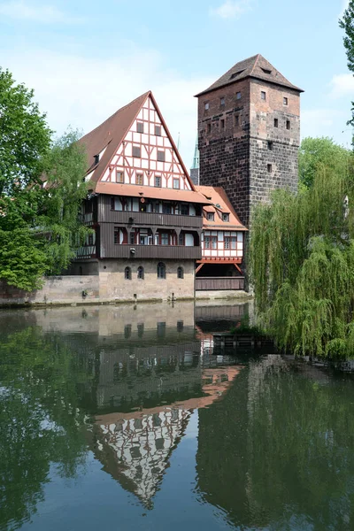 Henkersteg Steg Weinstadel Weinstadl Wasserturm Turm Wachturm Bridge Pegnitz River — Stock Fotó