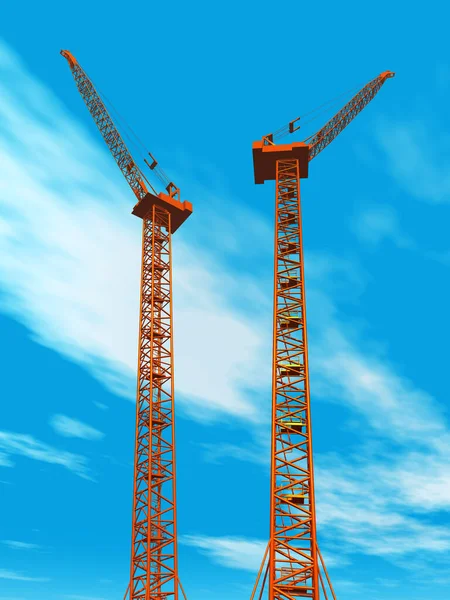 Computer Generated Illustration Two Construction Cranes — Stock Photo, Image