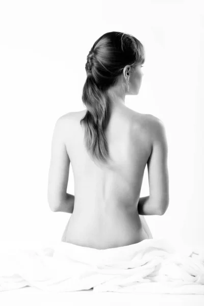 Nude Portrait Young Woman Back View — Stock Photo, Image