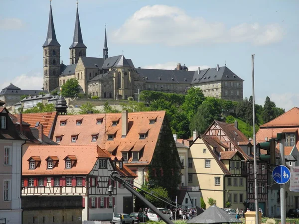 Bamberg Franken Bayern Fhaus Houses Ufer Kloster Michelsberg Kloster Michelsberg —  Fotos de Stock