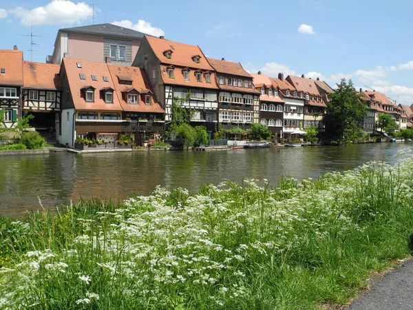 Regnitz Bamberg Franken Bayern River Bach House Small Venice Small — стокове фото