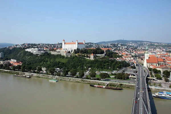 Vue Sur Danube Jusqu Château Bratislava Slovaquie — Photo