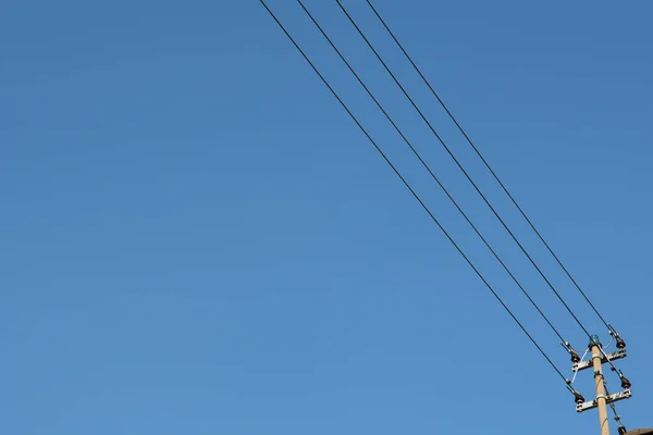 Post Înaltă Tensiune Fundal Albastru Cer — Fotografie, imagine de stoc