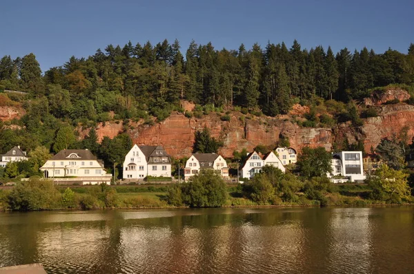 Mosel Treviri Renania Palatinato Germania Fiume Casa Case Rocce Arenaria — Foto Stock