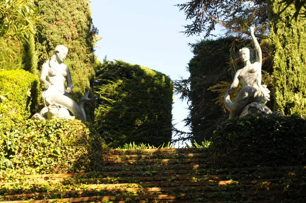 Lloret Van Zee Costa Brava Botanischer Garten Clotilde Ume Statuen — Stockfoto