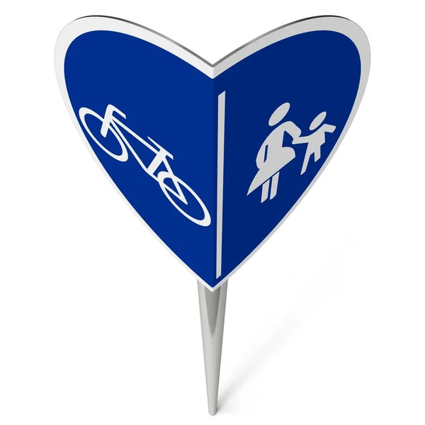 Panneau Signalisation Piste Cyclable Pied Gaengerweg Forme Coeur — Photo