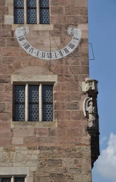 Sunduhr Clock Nuremberg Architecture Franken Bayern Altstadt Stadt Inner City —  Fotos de Stock
