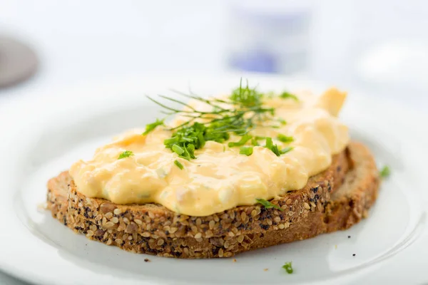 Fresh Egg Salad Chime Bacon Wholemeal Bread — Stock Photo, Image