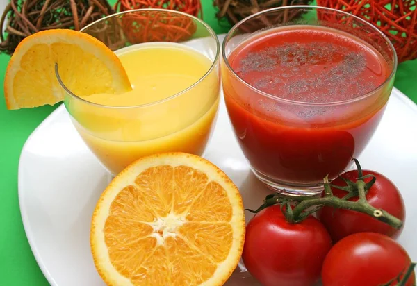 Fresh Juices Vegetables Table — Stock Photo, Image