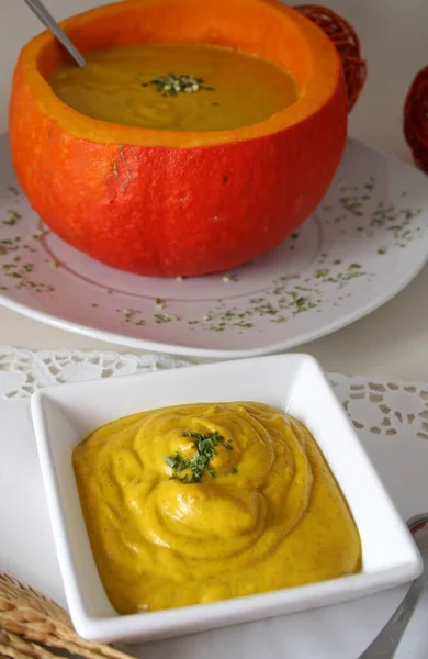 Delicious Homemade Pumpkin Soup — Stock Photo, Image