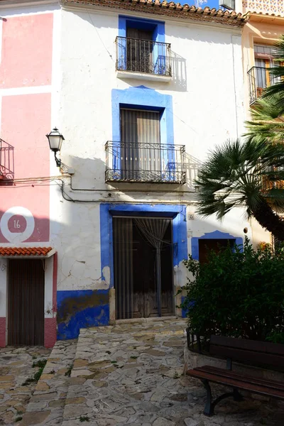 Fasady Domów Hiszpanii Koncepcja Architektury — Zdjęcie stockowe