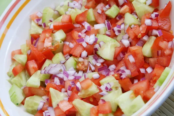 Närbild Färsk Välsmakande Sallad — Stockfoto