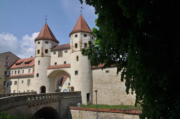 Amberg Τείχος Της Πόλης Nabburger Tor Tor Πύργος Αρχιτεκτονική Βαυαρία — Φωτογραφία Αρχείου