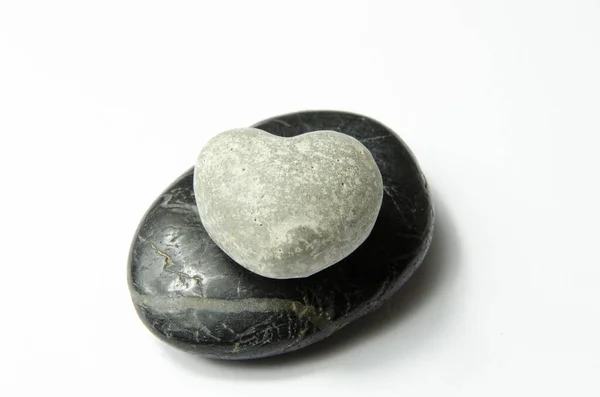 Coração Cinzento Pedra Preta — Fotografia de Stock