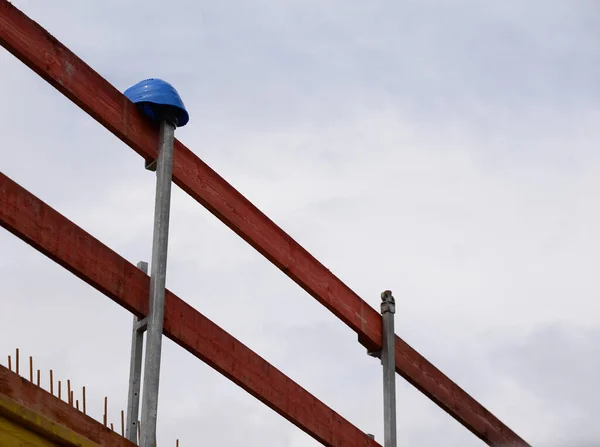 Baustelle Helm Blau Rohbau Hausbau Bau Bau Bau Bauindustrie Bauindustrie — Stockfoto