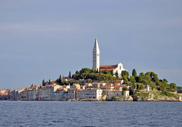 Rovinj Istria Croatia Mar Mediterranean Costa Igreja Eufémia Península Cidade — Fotografia de Stock