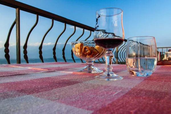 Glass Wine Balcony — Stock Photo, Image