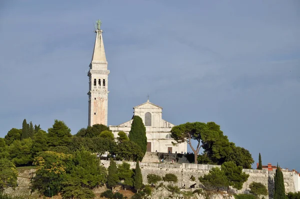 Rovinj Istria Croatia Mar Mediterranean Costa Igreja Eufémia Península Cidade — Fotografia de Stock