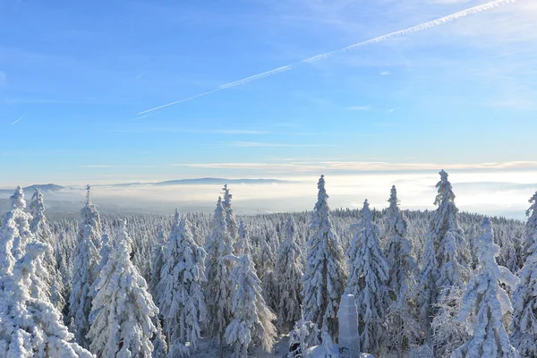 Paisaje Invernal Deportes Invierno Paisaje Cubierto Nieve Ochsenkopf —  Fotos de Stock