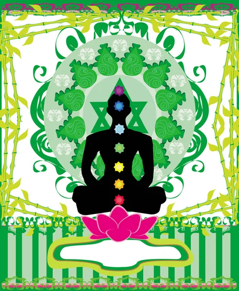 Yoga Lotus Pozează Padmasana Puncte Chakra — Fotografie, imagine de stoc