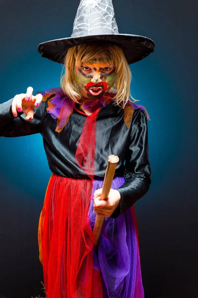 Halloween Czarownica Czarny Kostium Dyni — Zdjęcie stockowe