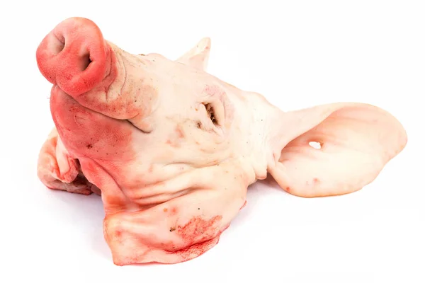 Tête Cochon Viande Sur Fond Blanc Pour Cuisiner — Photo