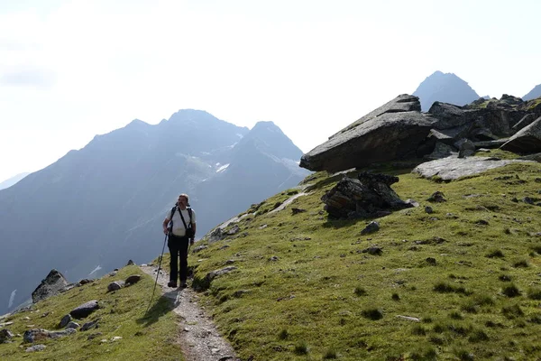 Subida Caminhadas Montanhismo Caminhantes Montanha Teimosia Teimosia Alpes Vale Teimosia — Fotografia de Stock