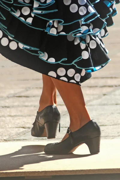 Dançarino Flamenco Pernas Detalhe Sapatos — Fotografia de Stock