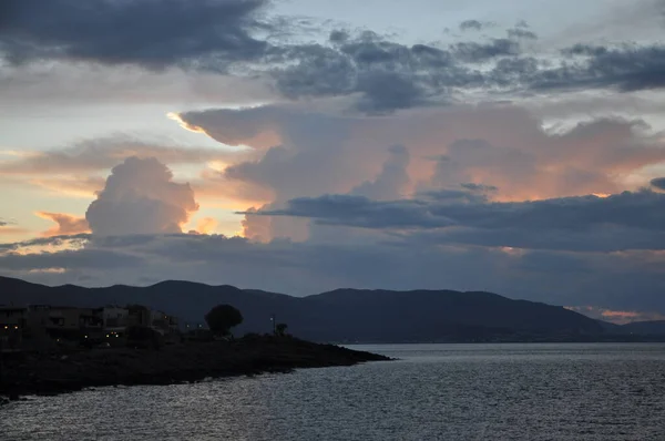 Вечір Сісі Кейссі Сісі Греція Настрій Небо Хмара Море Середземномор — стокове фото
