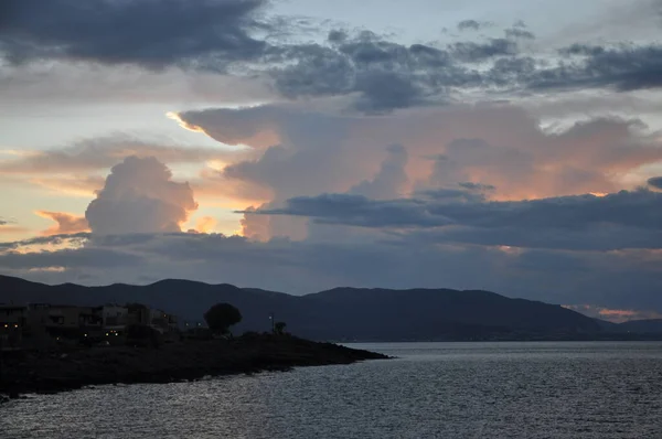 Sera Sisi Creta Sissi Seisi Grecia Umore Serale Cielo Serale — Foto Stock