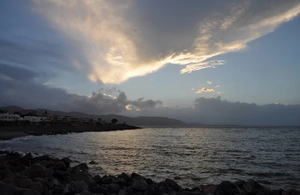 Evening Sisi Crete Sissi Seisi Greece Evening Mood Evening Sky — стоковое фото