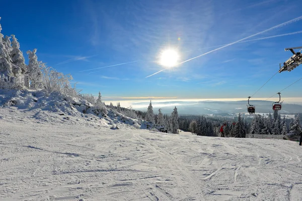 Winterlandschaft Wintersport Verschneite Landschaft Ochsenkopf — Stockfoto