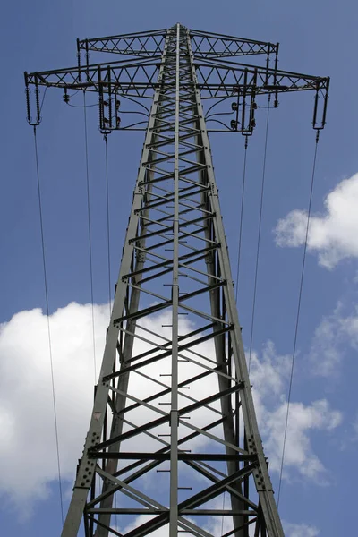 Power Lines Clear Blue Sky — Stock Photo, Image