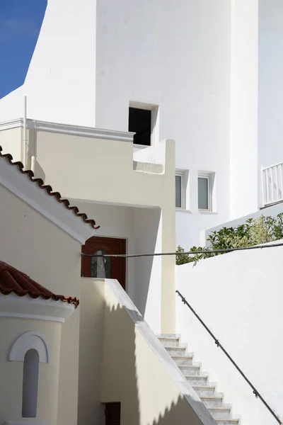Hus Kreta Hus Betong Grekland Vit Byggnad Arkitektur Trappor Fönster — Stockfoto