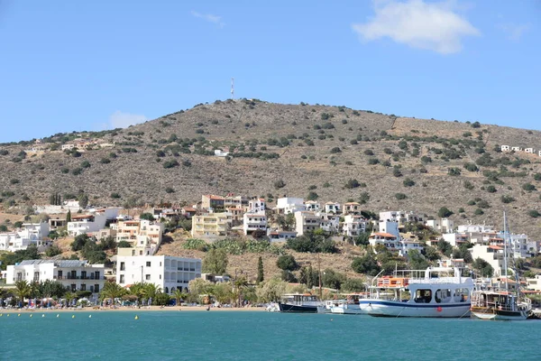 Elounda Kreta Harbour Fishing Port Greece Mediterranean Boats Boat Ship — 图库照片