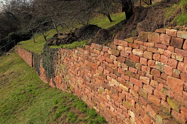 Dry Stone Made Red Coloured Sandstone Natural Garden — Stock Photo, Image