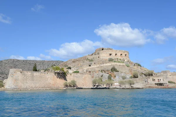 Spinalonga Konkret Grekland Hav Medelhavet Spetälska Elounda Vatten Fort Himmel — Stockfoto