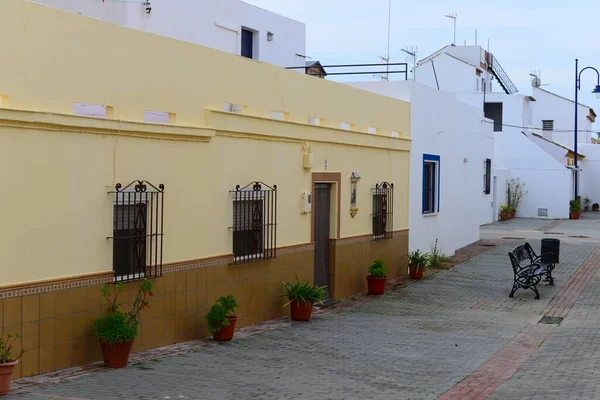 Stadsutsikt Husfasader Ayamonte Isla Canela Spanska Staden Provincial Huelva Den — Stockfoto