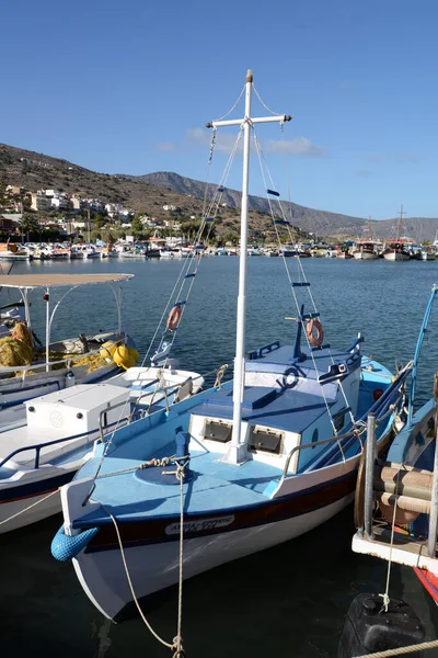Elounda Crete Port Port Pêche Grèce Méditerranée Bateau Pêche Bateau — Photo