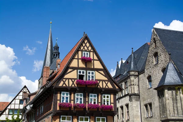 Quedlinburg Sasko Anhaltsko Německo Tržiště — Stock fotografie