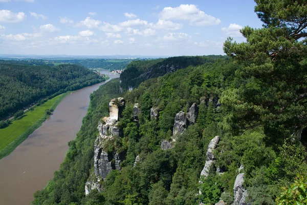 Elbe Sandstensberg Sachsen Tyskland — Stockfoto