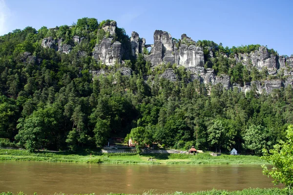 Bastei Góry Piaskowca Łaby Niemcy — Zdjęcie stockowe