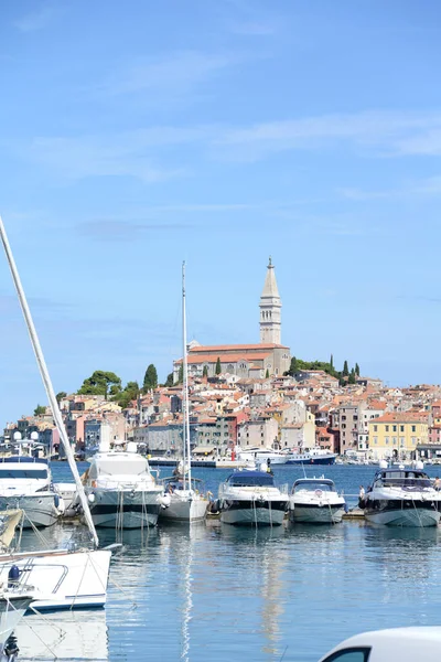 Rovinj Ship Boat Boats Ships Harbour Istria Croatia Sea Mediterranean — стоковое фото