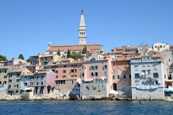 Rovinj Istria Croatia Mar Mediterranean Costa Igreja Eufémia Península Cidade — Fotografia de Stock