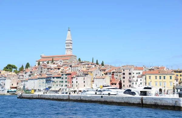 Rovinj Istria Croatia Mar Mediterranean Costa Igreja Eufémia Península Cidade — Fotografia de Stock